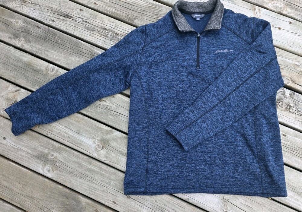 Eddie Bauer 3/4 Zip Pullover Sweater Sweatshirt Blue Men's XL